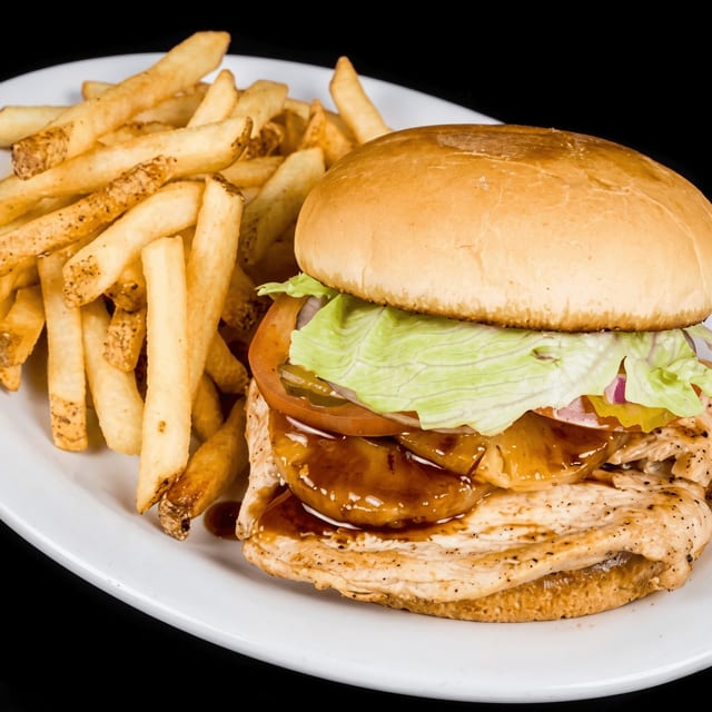 The Chicken Teriyaki Barn Burger.