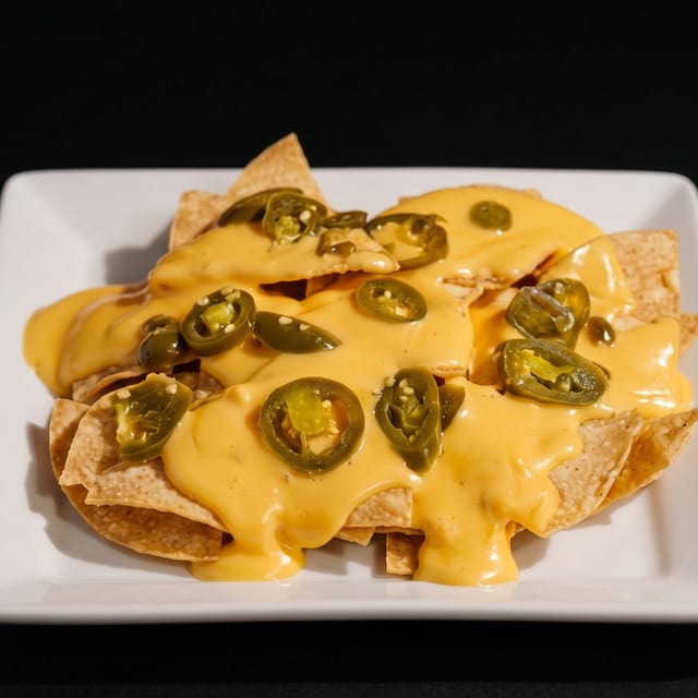 Cheese Nachos with Jalapeños.