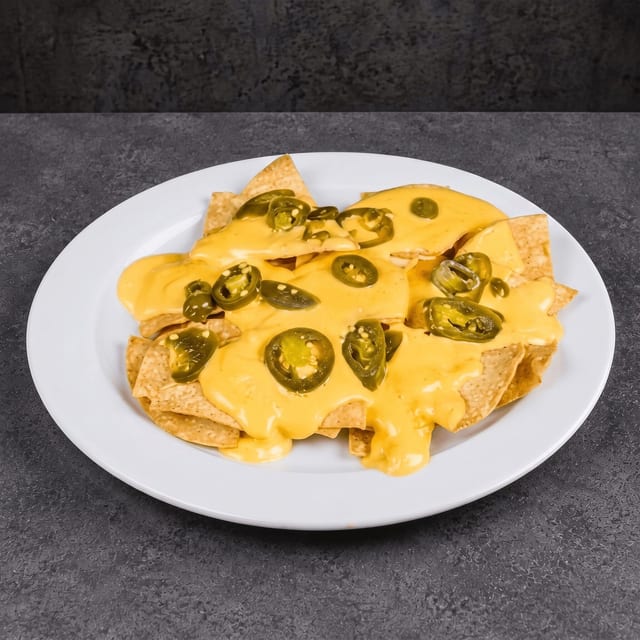 Cheese Nachos with Jalapeños.