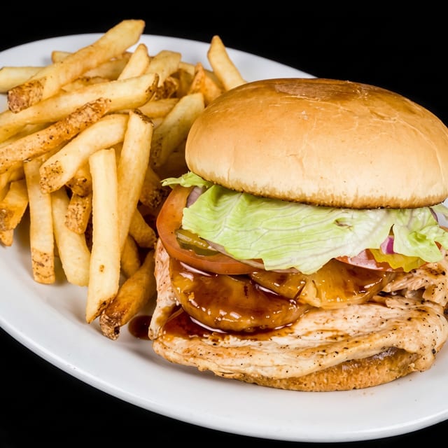 The Chicken Teriyaki Barn Burger.