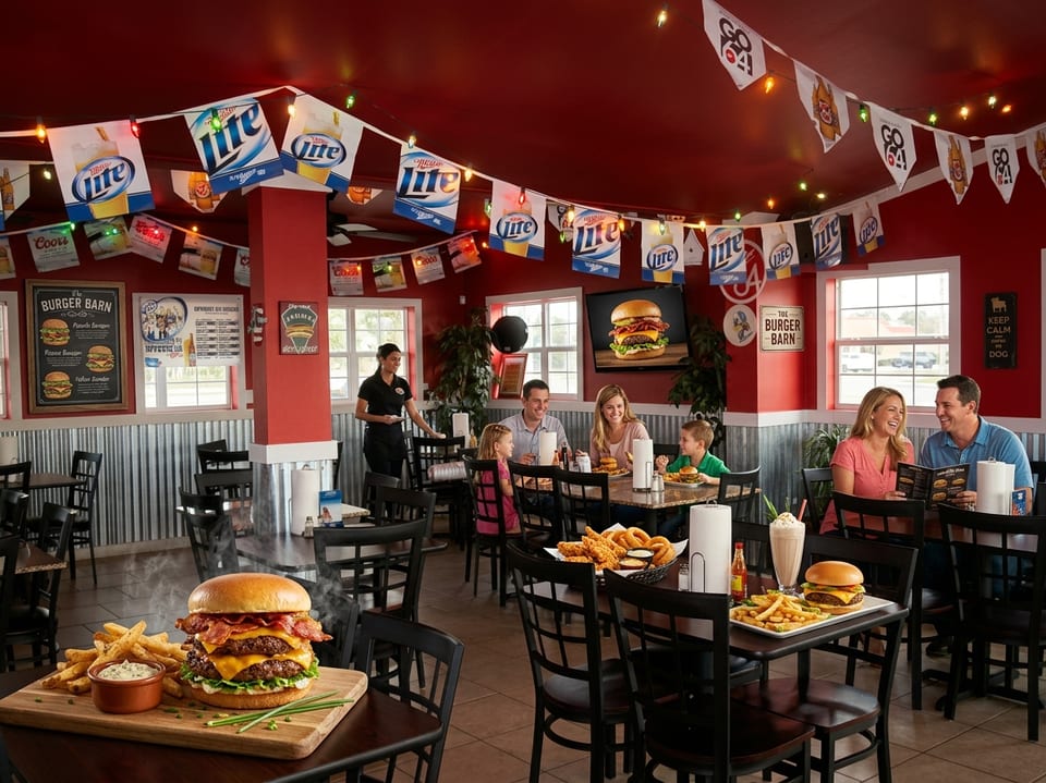 The Burger Barn Manvel interior dining